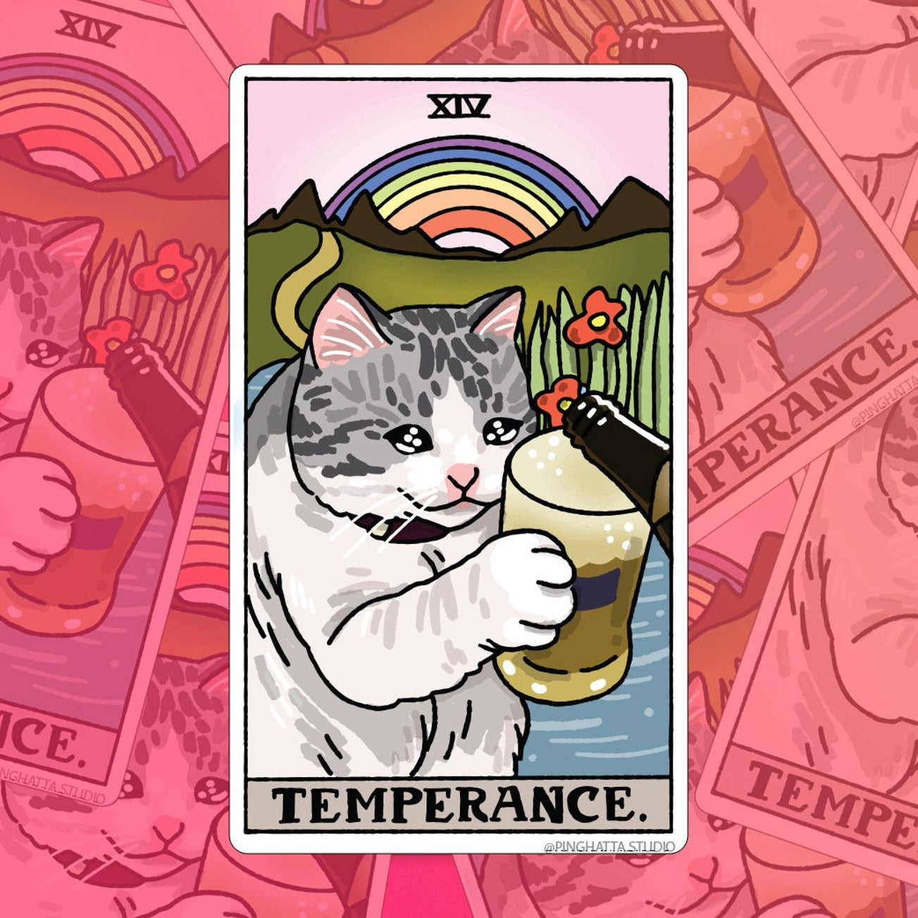 Ping Hatta: Cat Meme Tarot Stickers (Major Arcana)